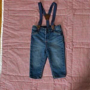 OshKosh B'gosh Blue Denim Overalls with Brown Accents